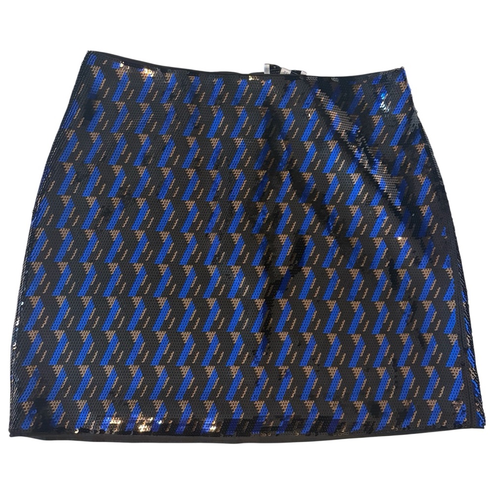 & Other Stories High Waist Sequin Blue and Black Mini Skirt Size 10